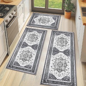 DOMETOUR Kitchen Rugs 3 Piece,Washable Non Slip Runner Rug,Farmhouse Hallway Doormat for Home Decor - 1 of 4