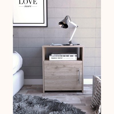 Vynxaria 23" High Nightstand with Large Cabinet and Top Shelf, Aluminum Handle, Laminated Particleboard, Easy Assembly