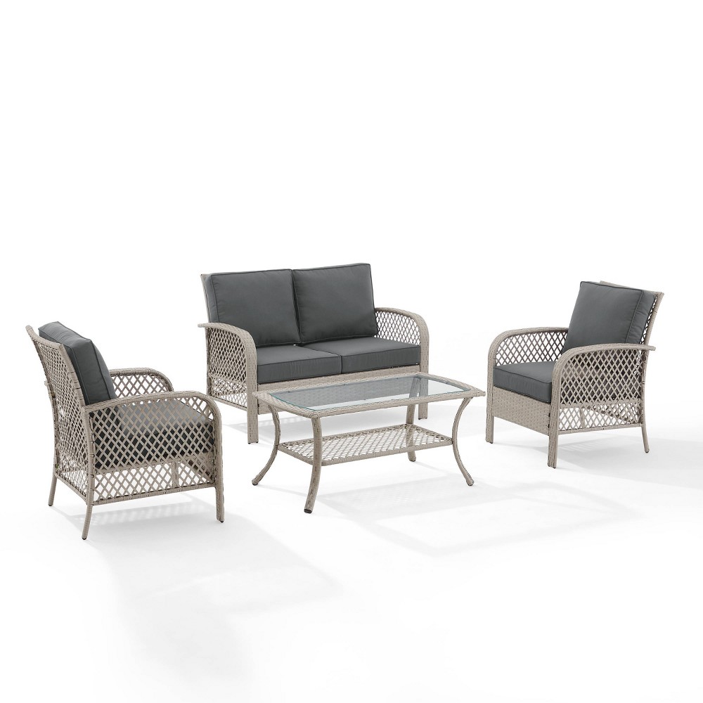 Tribeca 4pc Outdoor Conversation Set – Charcoal/Gray – Crosley  – Patio Furniture​