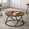 CLIHOME 3 Pieces Modern Abstract Decorative Round Table Set Coffee Tables With Metal Base - 2 of 3