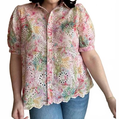 Women's Eyelet Short Sleeve Top - umgee