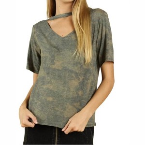 Women's Camo Choker Tee - Honey Punch - 1 of 3