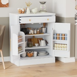 RISOKEYS Modern Freestanding Kitchen Pantry,Buffet Food Storage,Bar Cabinet with Drawer,2 Adjustable Shelves & 2 Door Shelves for Dining,Kitchen - 1 of 4