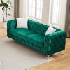 Kumasinova Velvet Chesterfield Sofa,Comfy Couch with Tufted Buttons,Spring Cushion,Metal Legs,2 Pillows,Sofa Couch for Living Room,Bedroom - 2 of 4
