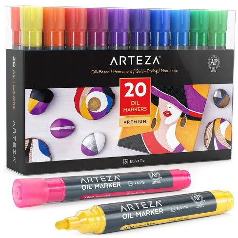 20 Colors Paint Markers, Paint Pens Oil-Based Waterproof Paint Marker Pen  Set, Never Fade Quick Dry and Permanent, Works on Rocks Painting, Wood