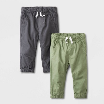Baby Boys' 2pk Woven Jogger Pants - Cat & Jack™ Sage Green 3-6M