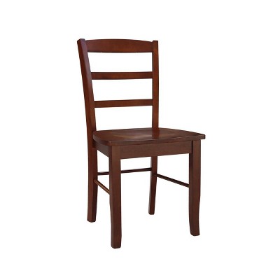 Espresso High Slat Solid Wood Ladderback Side Chair Set