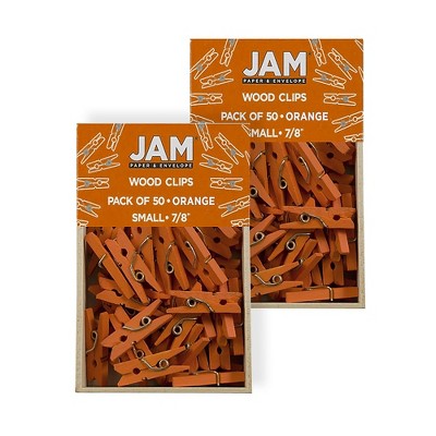 JAM Paper Wood Clip Clothespins Small 7/8 Inch Orange Clothes Pins 230729133A