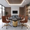 LeisureMod Harris Mid-Back Office Chair, Leather Upholstery with Gold Metal Frame, Modern Armless Desk Seating for Home Office or Conference Room - 3 of 4
