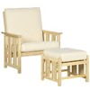 Outsunny Patio Furniture Set, Wood Outdoor Patio Chair with Ottoman, 2 Piece Cushioned Outdoor Lounge Chair, Sofa Chair with Footrest, Beige - 4 of 4