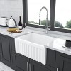 Gulches 24" White Small Farmhouse Sink, Apron-Front Reversible Ceramic Single Bowl, Laundry Room Sink, 24"x18"x10" - 2 of 4