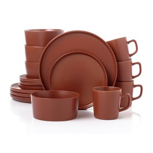 Lorren Home Trends Red Stoneware Dinnerware Set, 16 Piece, Service for 4, Microwave and Dishwasher Safe - 1 of 4