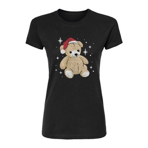 Women's - Instant Message - Christmas Teddy Bear Fitted Graphic T-Shirt - 1 of 3