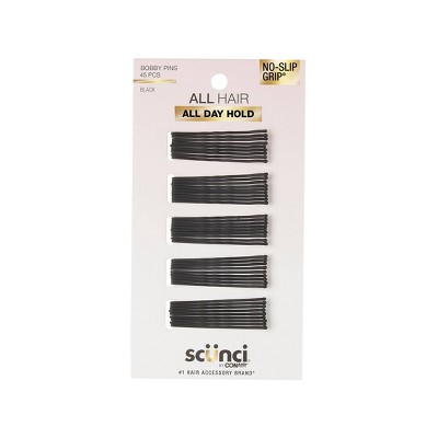 scünci No-Slip Grip Bobby Pins - Matte Black - All Hair - 45pk