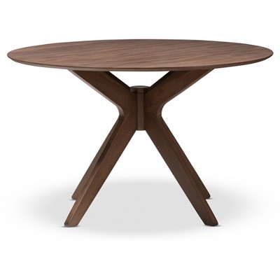 Monte 48" Walnut Brown Mid-Century Modern Round Wood Dining Table