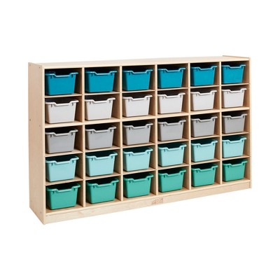 ECR4Kids 30 Cubby School Storage Cabinet, Kids Cubbies with Tray Slots