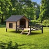AZL1 Life Concept Pet Crate and House Outdoor Large Wooden Cabin Style Kennel with Porch Finnish Spruce All Weather Raised, Brown, 40.15"*34.25"*8.85" - 2 of 4