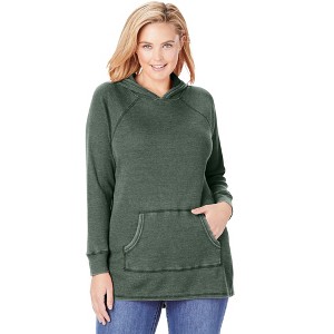 Woman Within Plus Size Waffle-Thermal Hoodie - 1 of 4