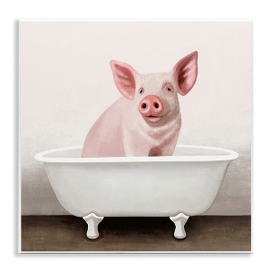 Stupell Industries Pink Farm Pig in Country Bath Tub, 12" x 12" - 1 of 4