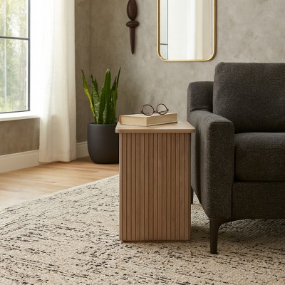 End Table with Square Ribbed Design for Small Spaces - Night Stand, Accent Furniture with Side Table Use - Bedroom, Living Room, with a Modern Look