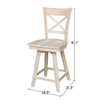 Charlotte 24" Unfinished Solid Wood Swivel Counter Height Stool