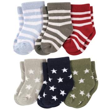 Luvable Friends Baby Boy Newborn and Baby Socks Set, Star Stripes
