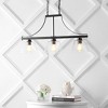 36" 3-Light Jayden Industrial Farmhouse Iron/Glass Linear LED Pendant Oil Rubbed Bronze/Clear - JONATHAN Y: UL Listed, Adjustable Height - 3 of 4