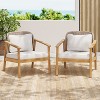 Christopher Knight Home Adcock Patio Woven Rope Acacia Wood Club Chair with Cushion (Set of 2), Brown - 2 of 4