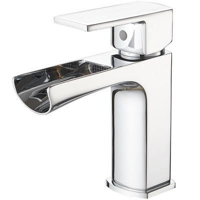 BWE Waterfall Single Handle Single Hole Low-Arc Bathroom Faucet Bathroom Drip-Free Vanity Faucet
