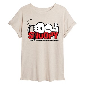 Women's - Peanuts - Snoopy Laying -Women's Oversized Graphic T-Shirt Oversized Graphic T-Shirt - 1 of 4