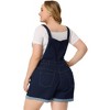 Agnes Orinda Women's Plus Size Adjustable Strap Pocket Roll Hem Denim Overall Jean Shorts - 4 of 4
