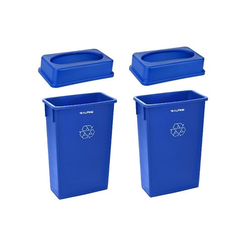 Alpine Industries Polypropylene Commercial Indoor Trash Can With Slotted  Lid 23-gallon Blue 2/pack : Target