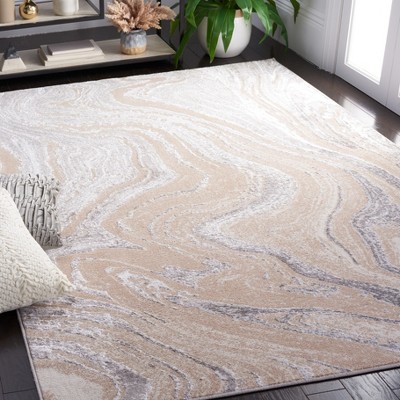 Amelia 8' x 10' Gray Beige Hand-knotted Synthetic Area Rug