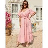 Women's Plus Size V-Neck Maxi Dress: Flowy Boho Elegance for Vacations & Garden Soirees Dress - 3 of 4