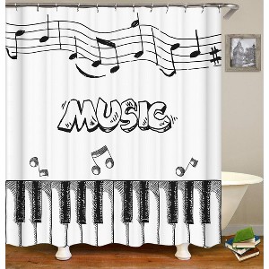 Funny Music Note Shower Curtains for Bathroom Waterproof Fabric Bath Curtain Durable Soft Stylish Bathroom Decor 72x72 Inch - 1 of 1