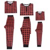 cheibear Christmas Family Red Black Plaid Print Long Sleeve Top Matching Pants Pajama Set - 3 of 4