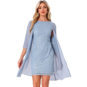 Allegra K Women's Wedding Guest Lace Sequin Two Pieces Elegant Dress Set - 1 of 4