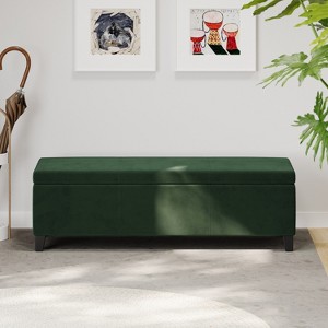 TiramisuBest Storage Ottoman,Retro Green Velvet Footstool with Hidden Storage for Living Room, Bedroom, or Entryway - 1 of 4