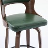 SEYNAR PU Leather 360 Degree Swivel Open Back Bar Stools Wood Legs Set of 4 - 4 of 4