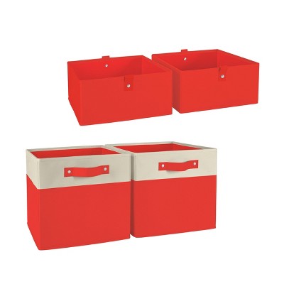 RiverRidge Kids' 2pc 5" and 2pc Two Tone Fabric Collapsible Storage Cube Organizers for Playroom Organization