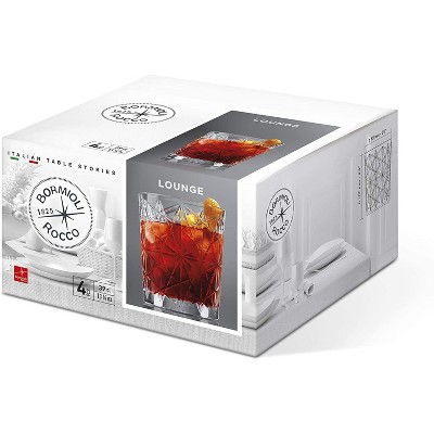 Bormioli Rocco Clear Glass 13.5 oz Whiskey Tumblers Set of 4