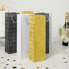 Juvale 6 Pack Foiled Glitter Wine Bottle Gift Bags with Handles for Holidays, New Years, Birthdays, Silver, Black, Gold, 3.8 x 14 x 3.3 n - 2 of 4