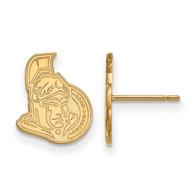 Black Bow Jewelry 14k Yellow Gold Ottawa Senators NHL Stud Earrings