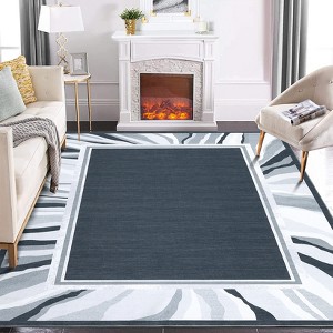 Modern Low Pile Area Rug | Ultra-Thin Machine Washable Rug with Non-Slip Back | Stain Resistant, Non-Shedding & Pet Safe Bordered for Home - 1 of 4