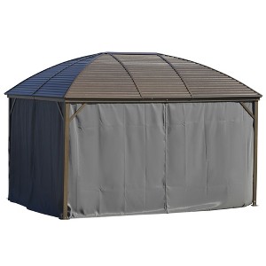 10' x 13' Hardtop Gazebo with Curtains, Netting, Pavilion with Steel Roof Ceiling Hook for Garden Patio - 1 of 4