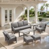 Belord 7PCS Outdoor Patio Furniture Set, All Weather Brown Wicker Outdoor Conversation Set with Couch, Patio Chair, Ottoman, Coffee Table, Side Table - 2 of 4