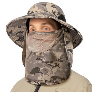 SUN CUBE Fishing Hat for Men with UV Sun Protection Wide Brim, Face Cover, Neck Flap - Hiking Safari Outdoor UPF50+ - 1 of 4
