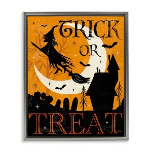 Stupell Industries Trick Or Treat Halloween Witch Floating Frame Canvas Art - 1 of 4