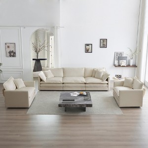 3 Piece Chenille Sofa Set with Round Arms, Modern Style, Flexible Combination, and Superior Comfort for Living Room - 1 of 4