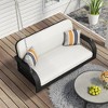 2-Seater Patio PE Wicker Porch Swing, Hanging Bench With Chains For Backyard/Garden/Poolside 4A - ModernLuxe - 2 of 4